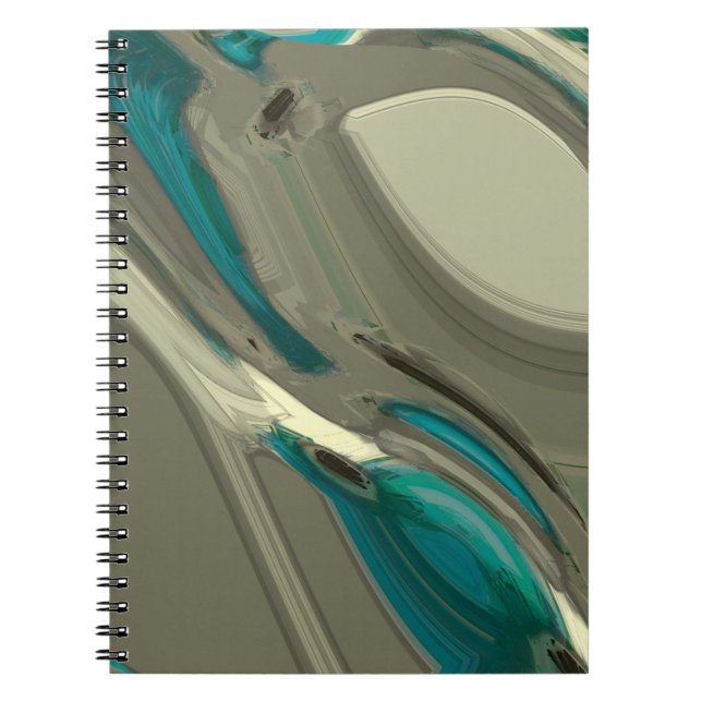 Grey and Blue Abstract Art Spiral Notebook (Front)