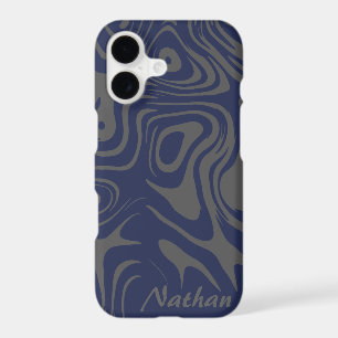 Grey and Blue Abstract Swirly Pattern Personalised