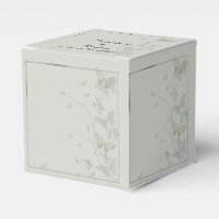 Grey and Blue Butterfly Meadow Wedding Favour Box