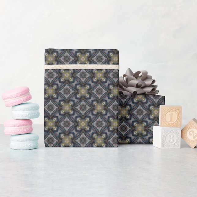 Grey And Blue Diamond Shapes Wrapping Paper (Baby Shower)