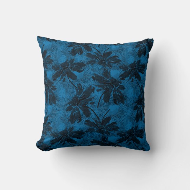Grey and blue floral pattern. cushion (Front)