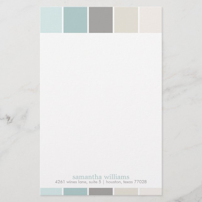 Grey and Blue Modern Decorative Colour Blocks Stationery (Front)