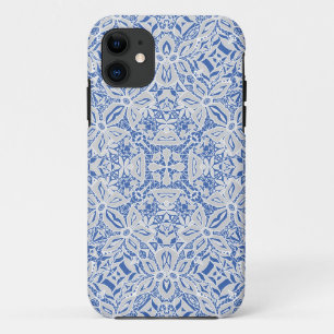 Grey and blue openwork lace pattern vintage Case-Mate iPhone case