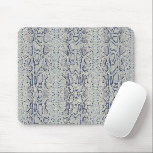 Grey and Blue Snake Skin Animal Print Mouse Pad