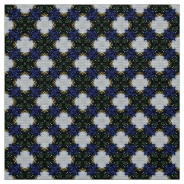 Grey and Blue tile Upholstery Fabric (Swatch)