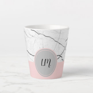 Grey and Blush White Marble Personalised Latte Mug