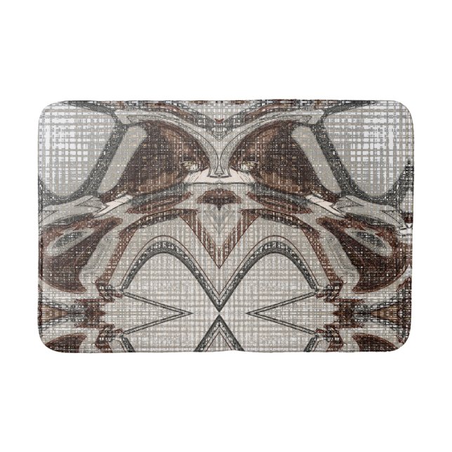 Grey and Brown Abstract Art Bath Mat (Front)