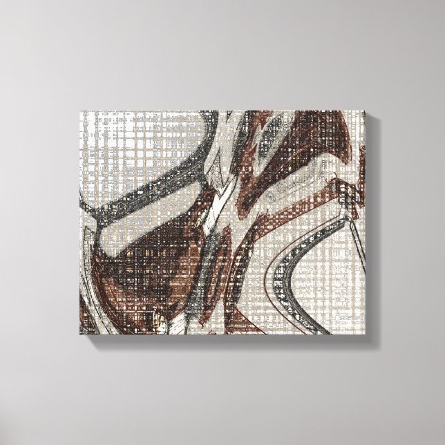 Grey and Brown Abstract Art Canvas Print (Front)