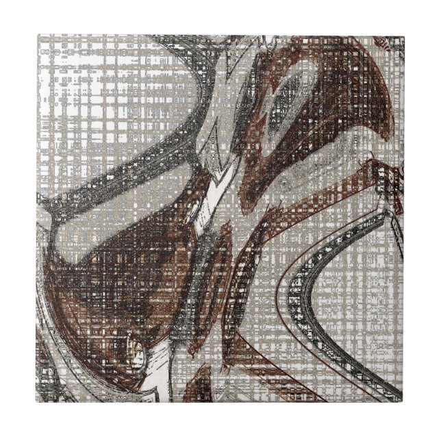 Grey and Brown Abstract Art Tile (Front)