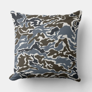 Grey and Brown Camo Throw Pillow