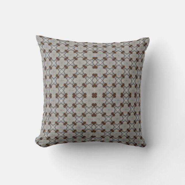Grey and Brown Geometric Design Cushion (Front)