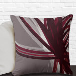 Grey and Burgundy Artistic Abstract Throw Pillow<br><div class="desc">Grey and burgundy throw pillow features an artistic abstract design with shades of burgundy and grey with white accents on a grey background. This abstract composition is built on combinations of repeated ribbons, which are overlapped and interlaced to form an intricate and complex abstract pattern. The grey, burgundy, white and...</div>