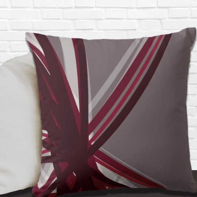 Grey and Burgundy Artistic Abstract Throw Pillow (Creator Uploaded)