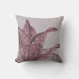 Grey and Burgundy Botanical   Palm Cushion