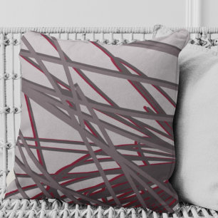 Grey and Burgundy Wine Modern Elegant Abstract Cushion