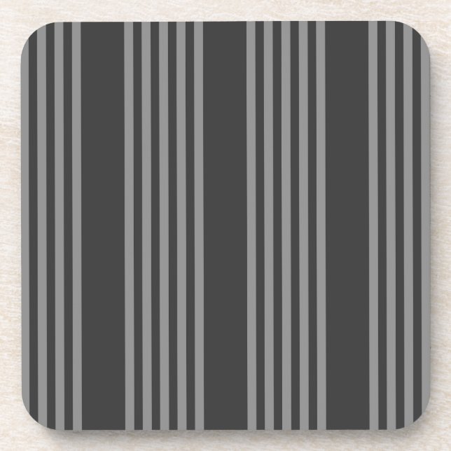 Grey and charcoal five stripes pattern coaster (Front)