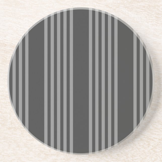 Grey and charcoal five stripes pattern coaster (Front)