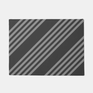 Grey and charcoal five stripes pattern doormat