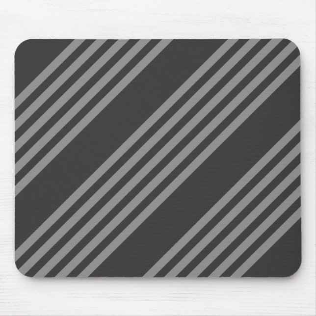 Grey and charcoal five stripes pattern mouse pad (Front)