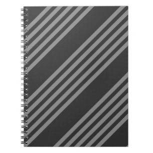 Grey and charcoal five stripes pattern notebook