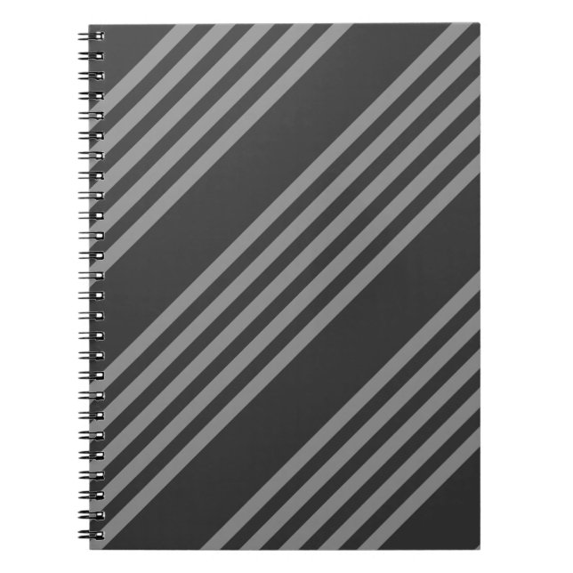 Grey and charcoal five stripes pattern notebook (Front)