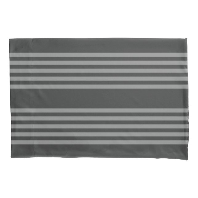 Grey and charcoal five stripes pattern pillowcase (Front)