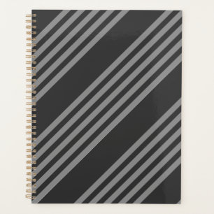 Grey and charcoal five stripes pattern planner