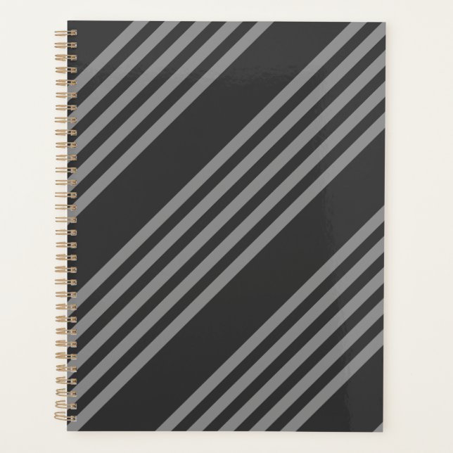 Grey and charcoal five stripes pattern planner (Front)