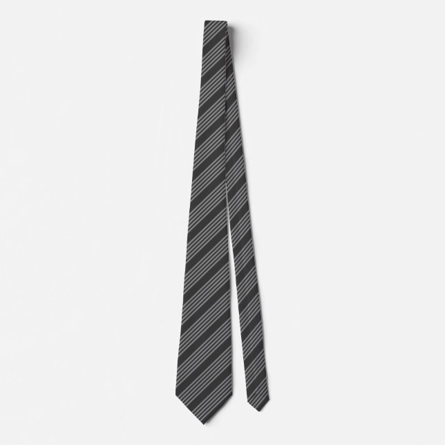Grey and charcoal five stripes pattern tie (Front)
