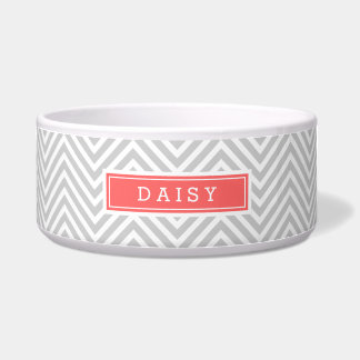 Grey and Coral Chevron Monogram
