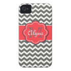 Grey and Coral Chevron Phone Case