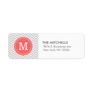 Grey and Coral Modern Chevron Custom Monogram