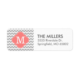 Grey and Coral Modern Chevron Custom Monogram
