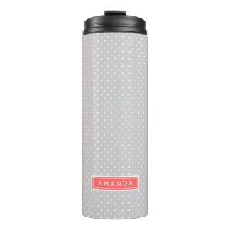 Grey and Coral Tiny Dots Monogram Thermal Tumbler
