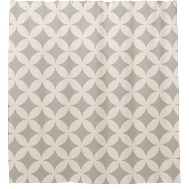 Grey and Cream Geocircles Pattern Design Shower Curtain (Front)
