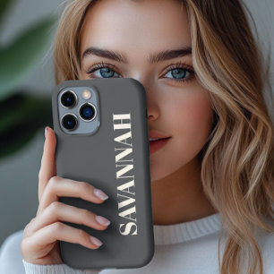 Grey and Cream personalised name simple  iPhone 13 Pro Max Case