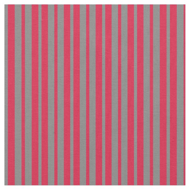 Grey and Crimson Coloured Stripes Fabric (Close Up)