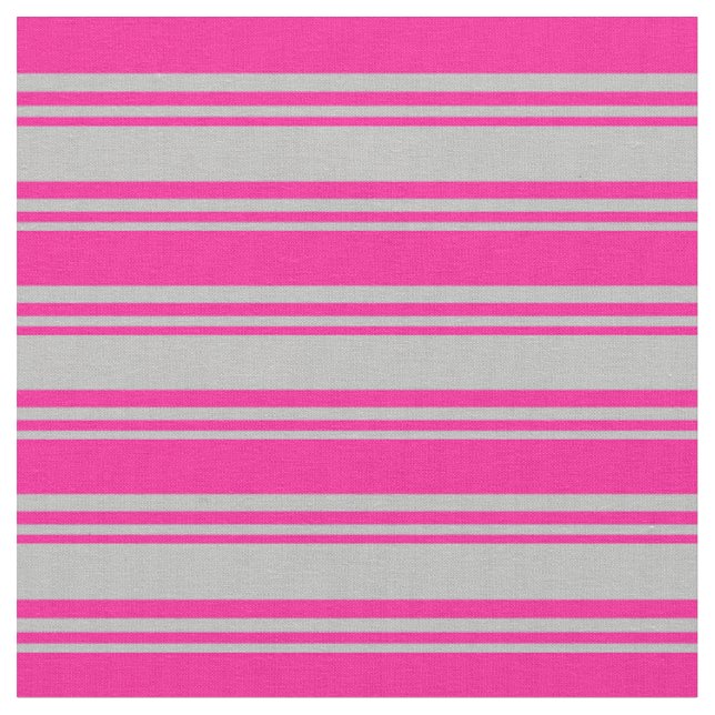 Grey and Deep Pink Coloured Lines Fabric (Close Up)
