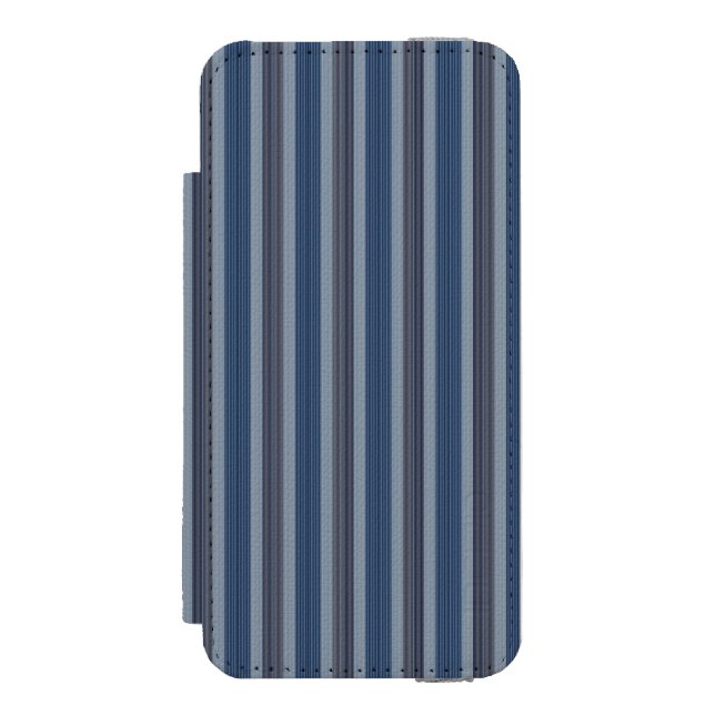 grey and denim pinstripes incipio iPhone wallet case (Folio Front)