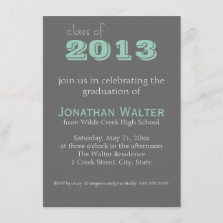 Grey and Emerald | Text | Graduation Invitation