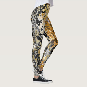 Grey and Gold Abstract Leggings