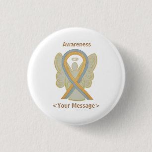 Grey and Gold Angel Awareness Ribbon Button Pins