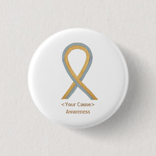 Grey and Gold Angel Awareness Ribbon Button Pins