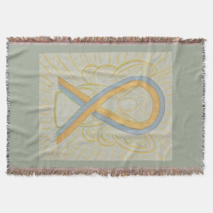 Grey and Gold Awareness Ribbon Angel Throw Blanket