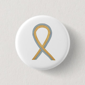 Grey and Gold Awareness Ribbon Custom Button Pins