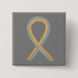 Grey and Gold Awareness Ribbon Custom Button Pins