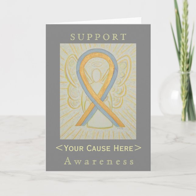Grey and Gold Awareness Ribbon Customised Card (Front)
