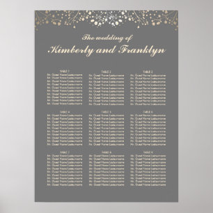Grey and Gold Baby's Breath Wedding Seating Chart
