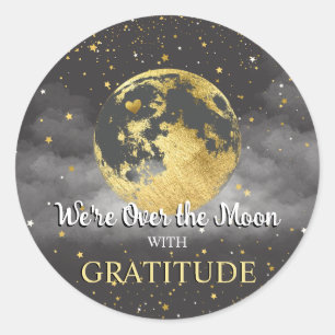 Grey and Gold Celestial Gratitude Thank You Classic Round Sticker