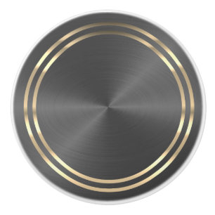 Grey and Gold Ceramic Knob
